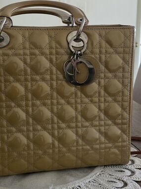Dior Patent Lady Bag in Olive-Tan